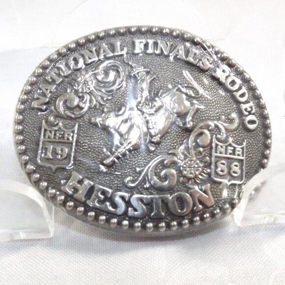 NOS 1988 Hesston National Finals Rodeo Commemorative Mini Child's Belt Buckle - Picture 8 of 9